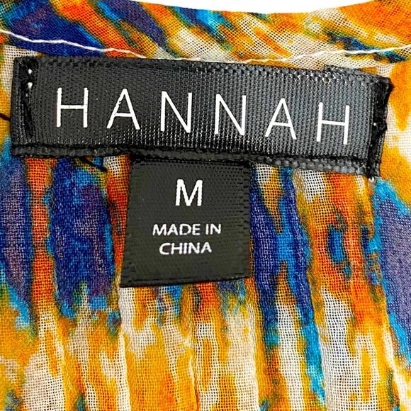 Hannah Multicolor His Lion Tassel Tie Front Crochet Detail Blouse, Size Medium - Picture 11 of 11